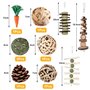 Jouets à Mâcher pour Lapin,11 PCS Jouets pour Petits Animaux,Jouets de Hamsters,Jouets de Cochon D'Inde,Naturel Petits Animaux M