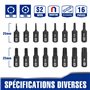 WORKPRO Jeu de 16 Embouts Torx en Acier S2 Magnétiques 25mm avec Boîte de Rangement