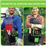WORKPRO Ceinture à Outils de Jardinage avec 5 Poches, Ceinture Bricolage Réglable, Ceinture de Travail Pratique pour Jardinier o
