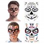 Halloween Tatouages Temporaires pour visage (8 Feuilles), Howaf Crâne mort Floral Squelette Noir Tatouages éphémères Pour homme 