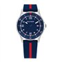 Tommy Hilfiger Montre analogique pour enfants avec bracelet en silicone bleu marine avec bande rouge -1720036 -