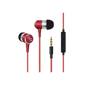 Ecouteurs Metal pour Nintendo Switch avec Micro et Telecommande Reglage Son Kit Main Libre Intra-Auriculaire Universel (Rouge)