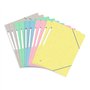 OXFORD Topfile+ 10 Pochettes Cartonnées 3 Rabats Format A4 fermeture Elastiques 5 Couleurs Pastel