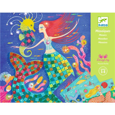 DJECO Kit Mosaïque Scintillante Le Chant des Sirènes - Arts Créatifs - Enfants 7-12 Ans - Développe la Dextérité - Thème Sirènes