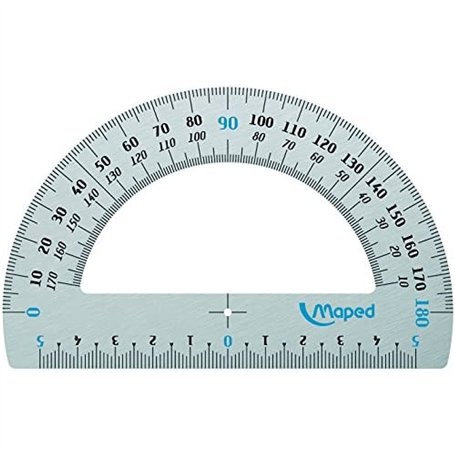 Maped - Rapporteur 180° Base 12 cm - Rapporteur de Traçage pour Mesure d’Angle 180 Degrés en Aluminium Résistant et Durable