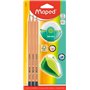 Maped - Kit de démarrage pour élèves en bois certifié FSC - 3 crayons Black'PEPS, 1 gomme Zenoa, 1 taille-crayon Clean - Vert, r