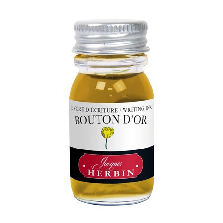 Jacques Herbin 11553T - Encre d'écriture et de dessin - Stylo-plumes et stylos roller - Jaune bouton d'or - 10 ml - Fabriqué en