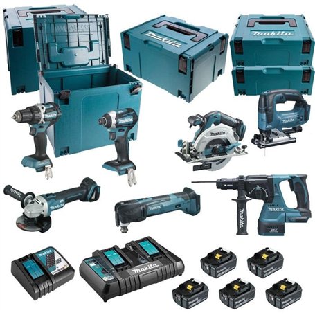 ENSEMBLE DE 7 MACHINES MAKITA (DDF484 + DTD154 + DGA506 + DHS680 + DHR243 + DTM51 + DJV182) - DLX7014PTJ