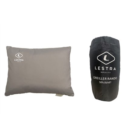 Lestra Outdoor – Oreiller Rando – Coussin de Randonnée Compressible – Léger & Confortable – 50% Duvet de Canard – 45 x 35 – 260