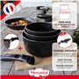MENASTYL - Set de 4 pièces - 3 casseroles 16/18/20 cm + 1 poignée amovible – 6020284 – Casseroles en aluminium compatibles tous 