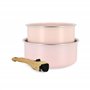 MENASTYL - Lot2 casseroles colorama 16 et 18cm en aluminium rose avec poignée - 6020634