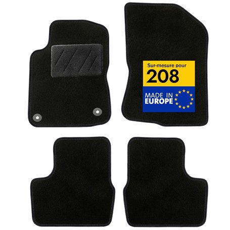DBS - Tapis de Voiture - sur Mesure pour 208 (2012 à 2019) - avec Clips de Fixation - Tapis de Sol antidérapant pour Automobile