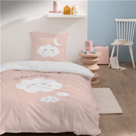 MATT & ROSE Parure de lit Enfant Fille 140x200 cm Nuages | 100% Coton | Oeko-TEX | Housse de Couette Enfant 140x200 cm + 1 Taie
