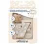 BIOLANE - Attache tétine bébé - Pour tétine sans anneau - Tissu 100% coton - Beige - Fixation Silicone - Clip en bois et métal -