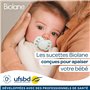 BIOLANE - Attache tétine bébé - Pour tétine sans anneau - Tissu 100% coton - Beige - Fixation Silicone - Clip en bois et métal -