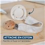 BIOLANE - Attache tétine bébé - Pour tétine avec anneau - Tissu 100% coton - Beige - Fixation cordon - Clip en bois et métal - D