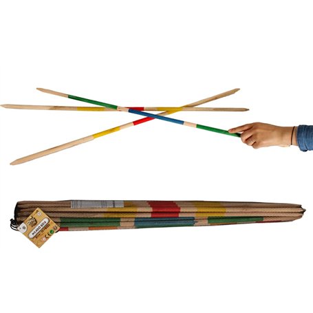 PLANÈTE BOIS - Mikado Géant - FSC - 140787-2 à 6 Joueurs - Multicolore - Bois - Jeu pour Enfant - Jeu de Société - Jeu d'Adresse