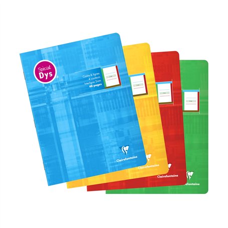 Clairefontaine 37528C Un Cahier Agrafé - 17x22 cm - 48 Pages Réglure 4 couleurs Spéciale Dys Interligne 2mm - Papier Blanc 90 g