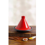 Tajine en fonte émaillée noire Ø 31 cm - couvercle en terre-cuite émaillée rouge - compatible avec toutes source