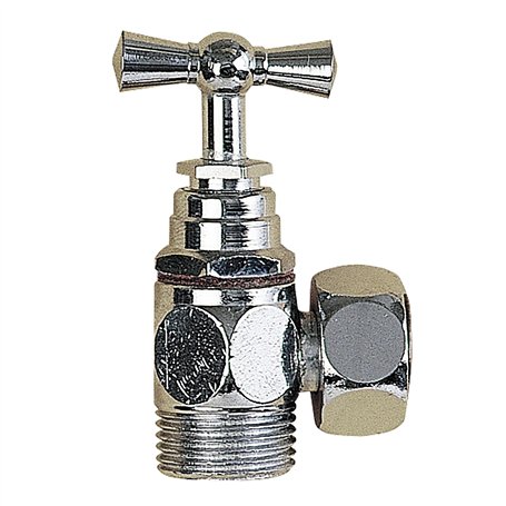 Wirquin 10724122 Robinet d'arrêt équerre en laiton chromé à visser R21 pour chasse d'eau wc