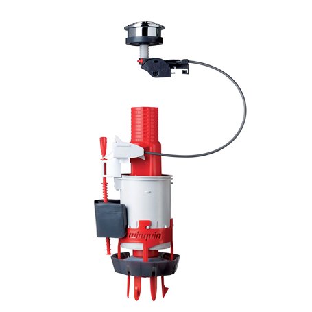 Wirquin 10724143 Mécanisme chasse d'eau wc double chasse avec bouton poussoir à câble Easy Clic