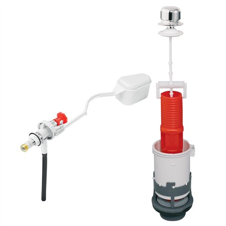 Wirquin 10724083 Chasse d'eau wc complète mécanisme wc simple chasse MX & robinet flotteur à alimentation latérale F80