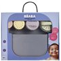 BÉABA, Coffret 4 Jouets de Bain Bébé : Panier Rangement Ventouse et Lot 4 Jouets Bain Silicone, Empilables, Gigognes, 2 Comparti