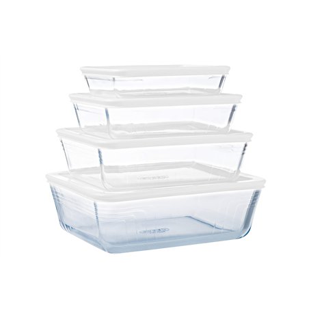 Pyrex Cook & Freeze - Lot de 4 Boites Rectangulaires avec Couvercle - 0.8L