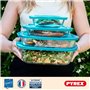 Pyrex Cook & Store - Lot de 3 Boîtes de Conservation Carrées en Verre avec Couvercles - 0,35L, 1L, 2,2L - Verre Borosilicate - L