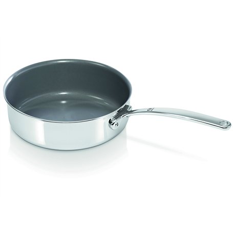 Bekaline 13415254 Tri Lux Sauteuse + couvercle en acier inoxydable Triply intérieur céramique 24 cm