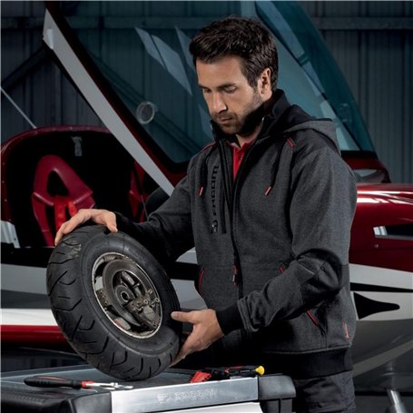 LMA-LEBEURRE LMA00734 Sweat zippé FACOM Jumper Gris/Noir/Rouge Taille S-FXWW8000E-S