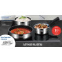 Arthur Martin AM0025 Batterie de cuisine amovible 10 pièces Acier Inoxydable Casserole avec bec verseur Poignée amovible tous fe