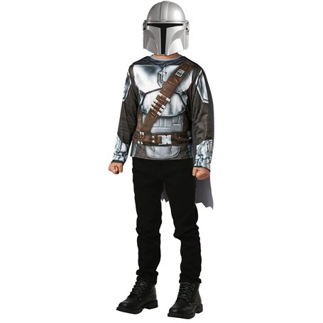 RUBIES - STAR WARS Officiel - Déguisement Enfant The Mandalorian - Taille Unique 5-8 ans - Costume avec Top Imprimé Imitation «