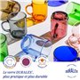 Duralex® - Lot de 6 Mugs en Verre Trempé Prune 26cl - Collection Versailles Ultra Résistants et Empilables – Fabrication Françai
