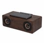 APM Enceinte Bluetooth Réveil Bois avec Radio FM, Chargement sans Fil Induction pour Smartphone,Port de Charge USB, Luminosité R