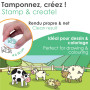 Aladine - Stampo Minos Animaux de la Ferme - Kit Tampons Enfant - Activités Manuelles Fille et Garçon - Encre Lavable - Jouets e