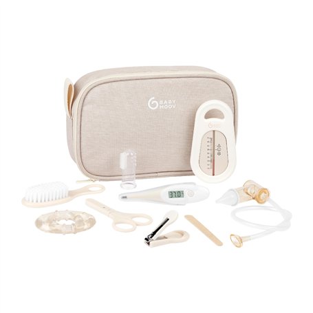 Babymoov Trousse de Soin Bébé - Compacte & Nomade - Dès la naissance - 9 Accessoires Essentiels Soin de Bébé dont Brosse à Cheve