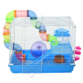 PawHut Cage pour Rongeur Hamster 2 Niveaux avec Tunnel