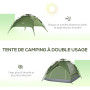 Outsunny Tente de Camping Tente Pop up légère 2-3 pers. - 2 Grandes Portes - 210 x 210 x 140 cm Fibre Verre Polyester