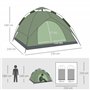Outsunny Tente de Camping Tente Pop up légère 2-3 pers. - 2 Grandes Portes - 210 x 210 x 140 cm Fibre Verre Polyester