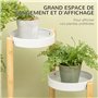 Outsunny Support pour plantes piédestal étagère à fleurs avec 4 niveaux étagères rondes en bambou et métal pour extérieur intéri