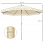Outsunny Parasol de jardin extérieur à franges parasol inclinable de jardin avec manivelle mât en métal style bohème 8 baleines 
