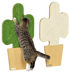 PawHut Griffoir pour Chat Mural Lot de 2 grattoir Mural ou à Poser Forme Original Cactus avec Surface à gratter en Jute - 30 x 6