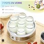 HOMCOM Yaourtière 7 pots en verre de 180ml, machine à yaourt électrique en acier inoxydable avec minuterie, thermostat réglable 