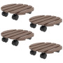 Outsunny Lot de 4 Supports Ronds pour Plantes - Porte Plante à roulettes Support pour Pot de Fleurs