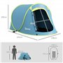 Outsunny Tente de Camping 2-3 Personnes légère ventilée avec Sac de Transport pour Le Camping, la randonnée et la pêche, 245 x 1