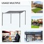 Outsunny Pergola de Jardin auvent 3 x 3 m adossable, Polyester imperméabilisé Anti-UV, métal Gris