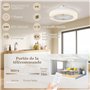 HOMCOM Ventilateur plafond réversible avec lumière et télécommande 46 cm, 3 couleurs, 6 vitesses, minuterie, luminosité réglable