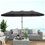 Outsunny Parasol de jardin extérieur, parasol double rectangulaire 4 x 2,2 x 2,3 m avec ouverture fermeture manivelle, toile 180
