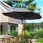 Outsunny Parasol de jardin extérieur, parasol double rectangulaire 4 x 2,2 x 2,3 m avec ouverture fermeture manivelle, toile 180
